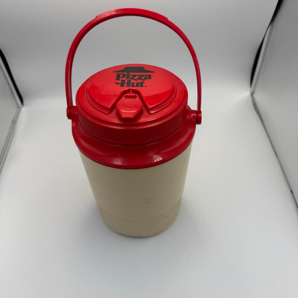 Vintage 80s Pizza Hut Gott Model 1502 Insulated Water Jug Cooler Red Cream Retro